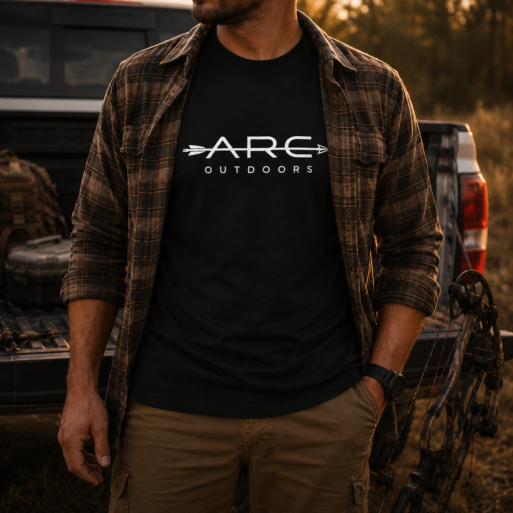 Black ARC Outdoors ARC tee under flannel 